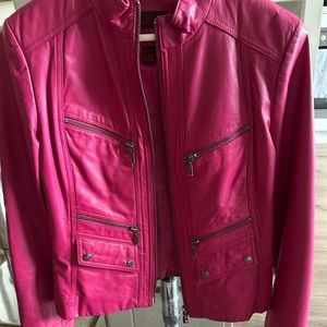 Vintage Danier Pink Leather Motorcycle Jacket